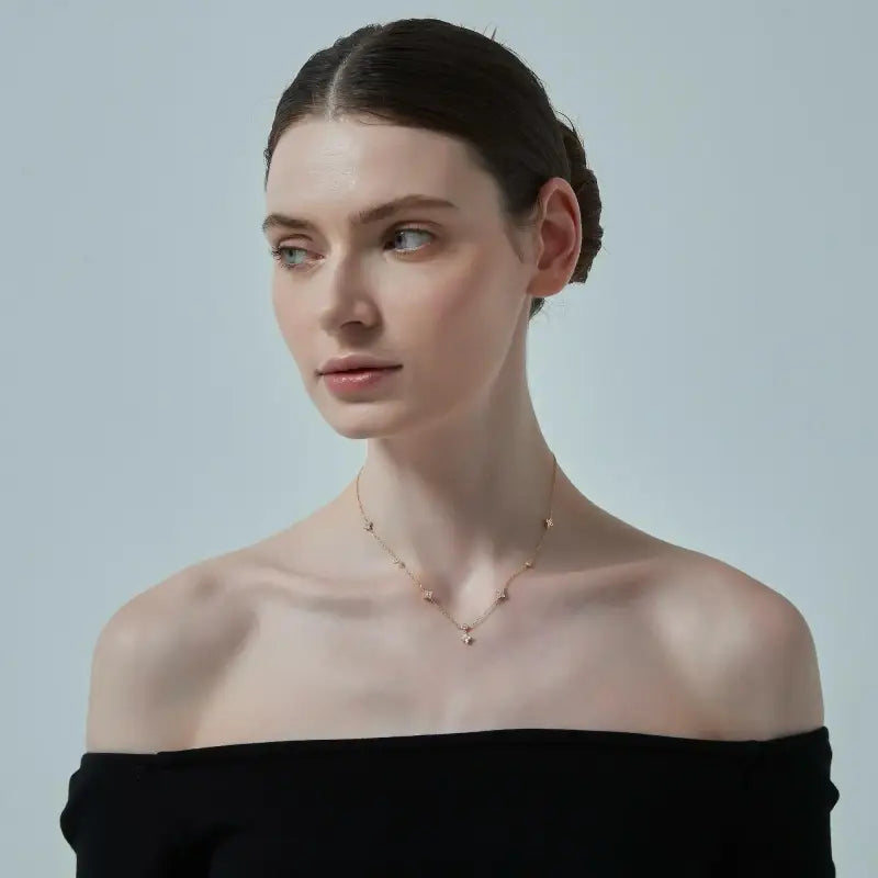 Four Petal Flower Friendship Necklace in 925 Sterling Silver