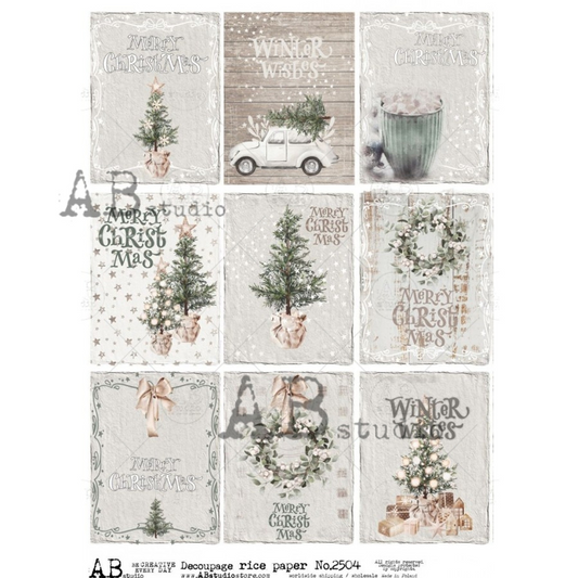 AB Studios Farmhouse Christmas Nine Pack A4 Rice Paper