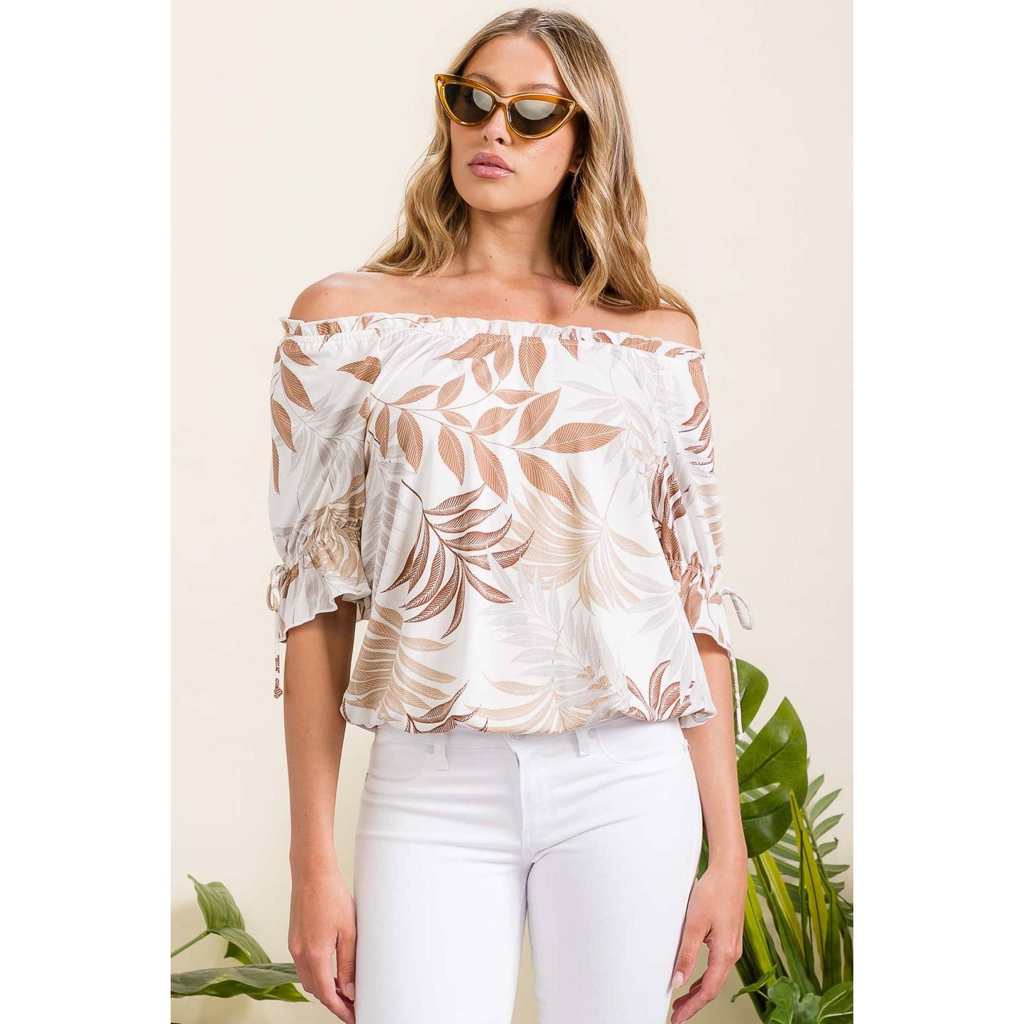 TROPICAL ITY BABY RUFFLE NECKTIE SLEEVE PEASANT