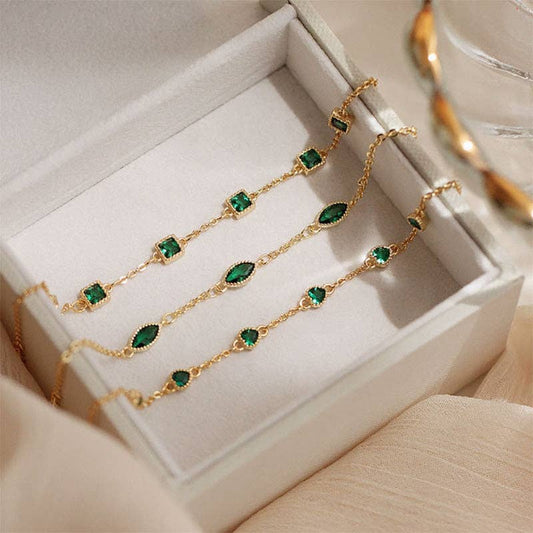 Green Color Gemstone Wedding Bracelet in 925 Sterling Silver