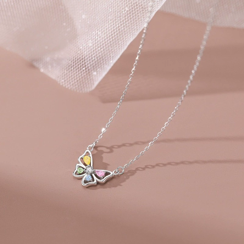 CZ Butterfly Pendent Necklace in 925 Sterling Silver