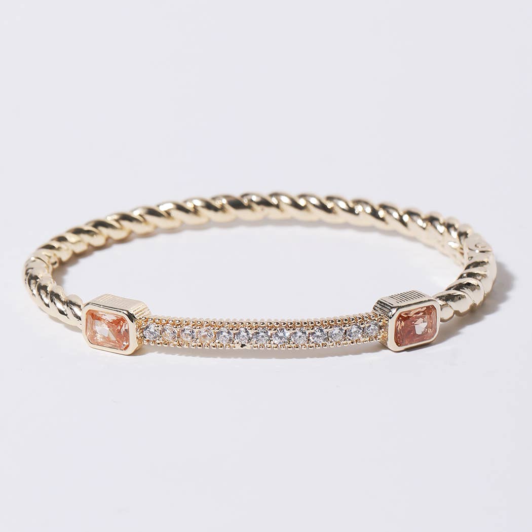 Gold Plated CZ Cable Bangle Bracelet