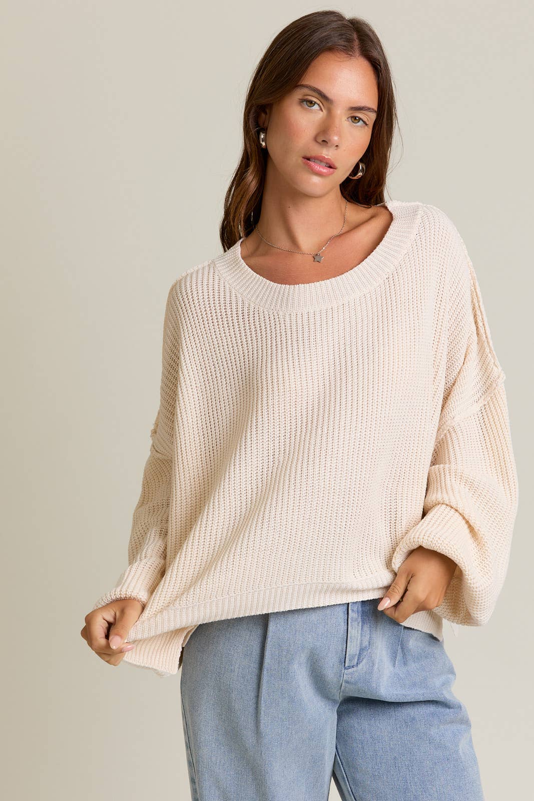 PULLOVER SWEATER WITH MOCK NECKLINE