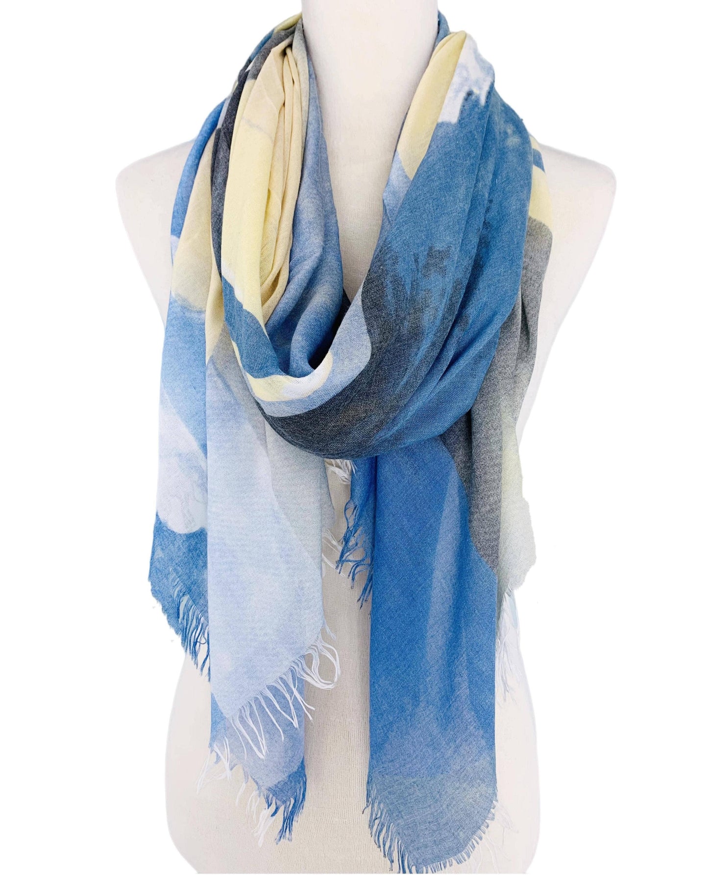 Blue-Multi Abstract Scarf