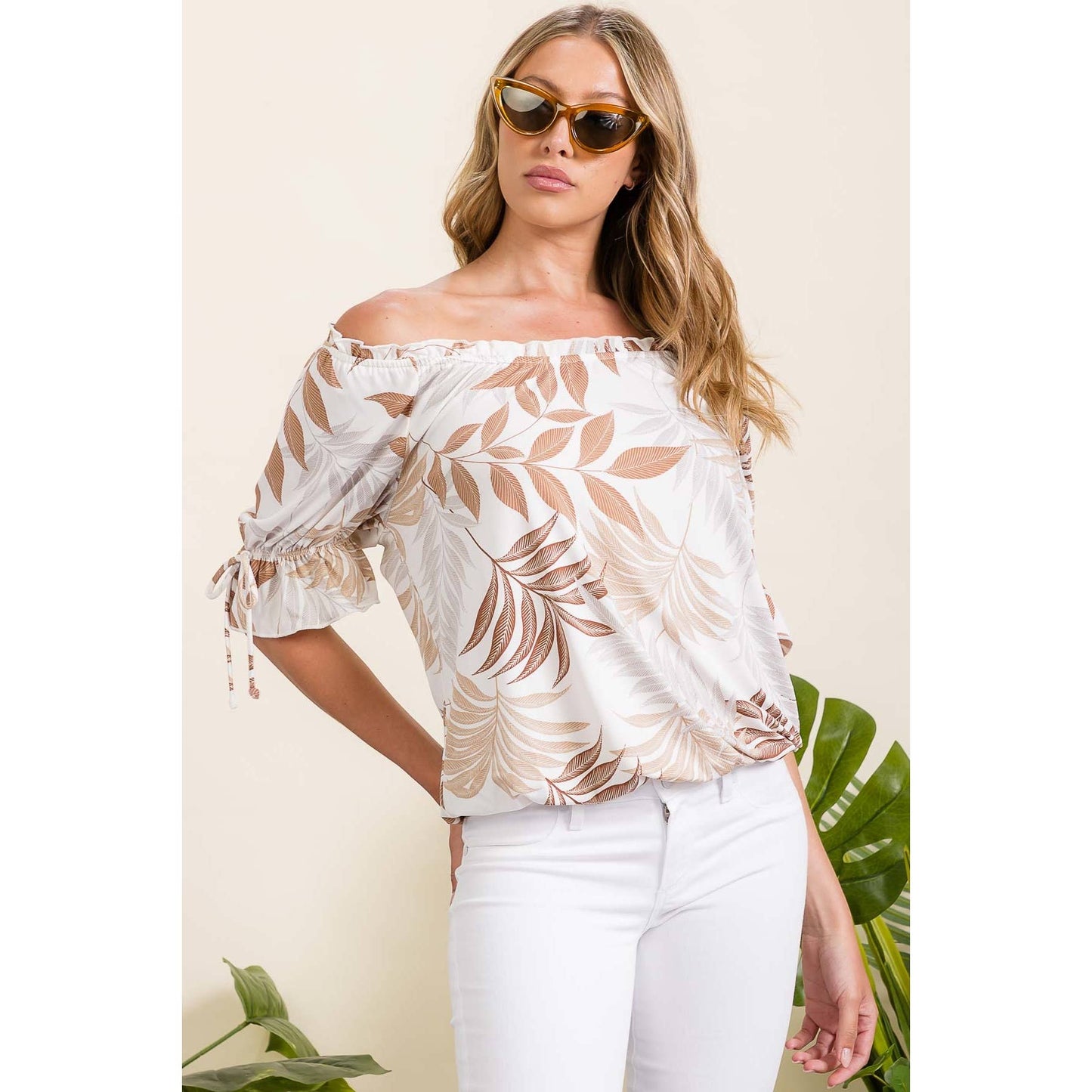 TROPICAL ITY BABY RUFFLE NECKTIE SLEEVE PEASANT