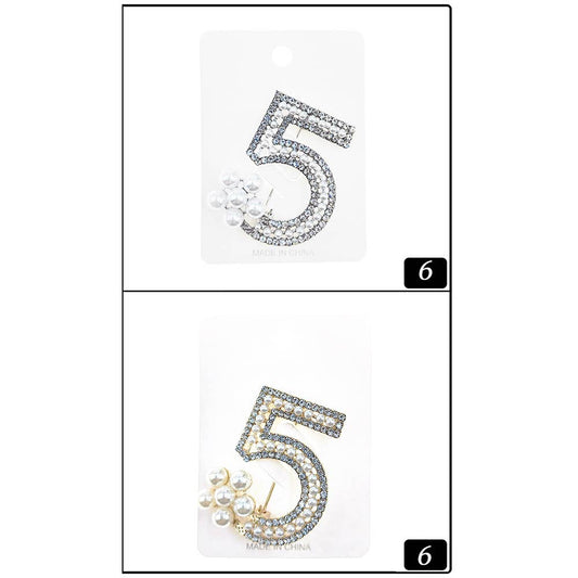 Pearl Embellished Number Five Bling