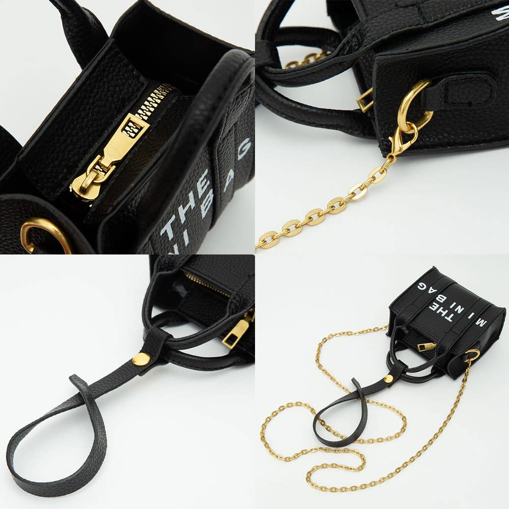 THE MINI BAG Message Pointed Faux Leather Bag Charm / Mini Bag / Crossbody Bag