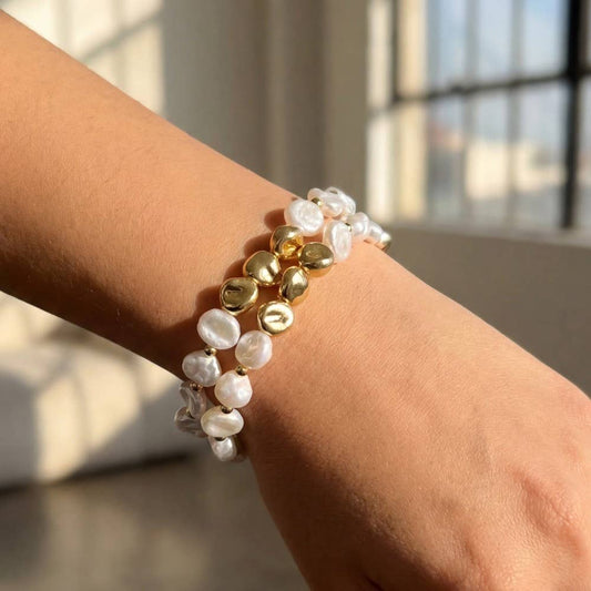 Pearl And Metallic Beaded Bracelet Set