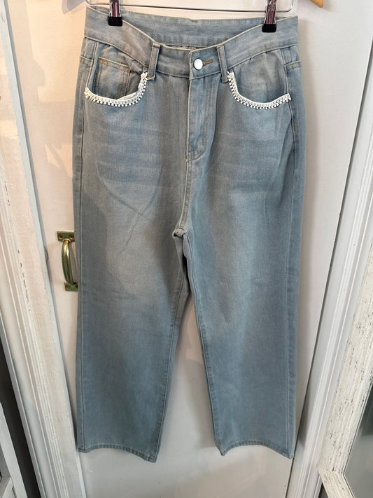 Loose High Rise Strt Blu