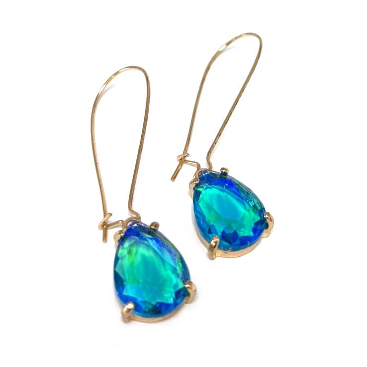 Teardrop Glass Bead  w/Kidney Wire Earrings