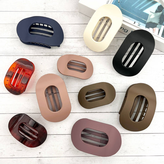 Solid Color Flat Oval Hair Clip