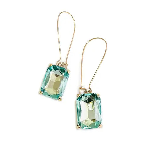 Emerald Cut Glass Bead Earrings
