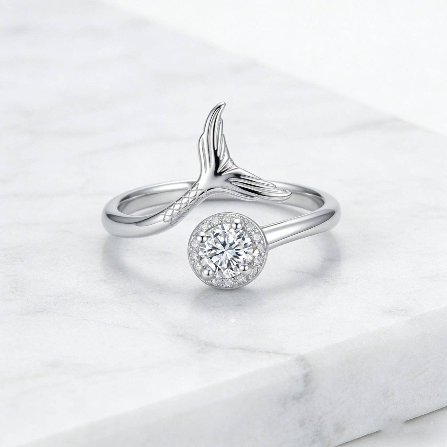 Dainty CZ Mermaid Tail Adjsutable Ring in Solid Copper