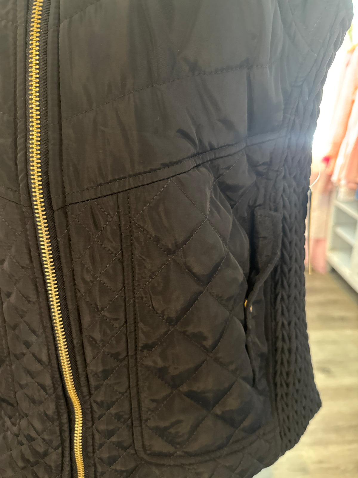 Louise Paris Black Quilted Hooded Vest