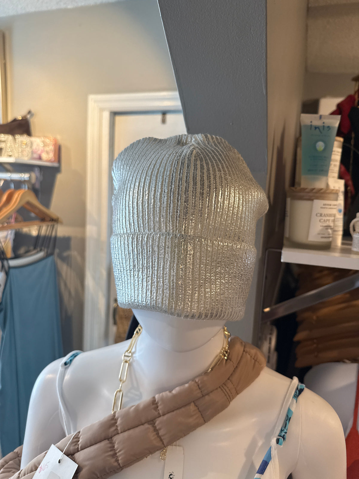 Metallic Ribbed Beanie
