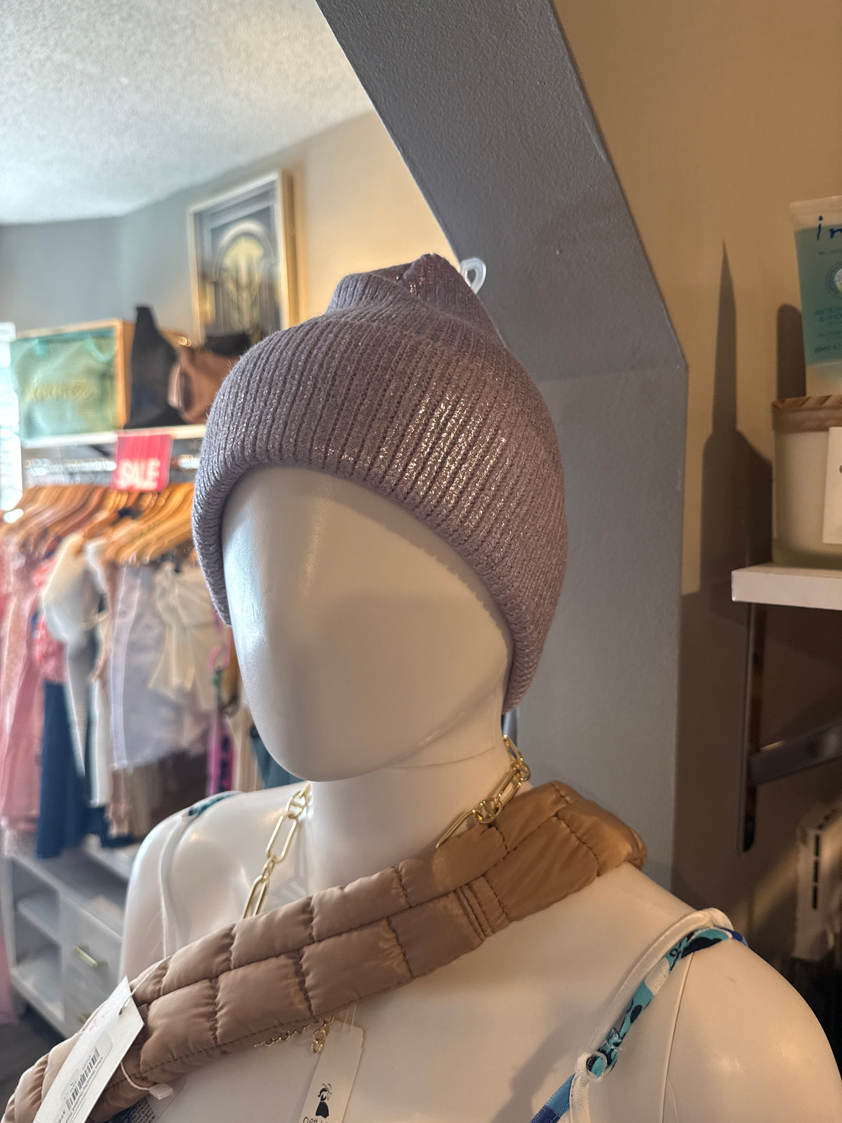 Metallic Ribbed Beanie