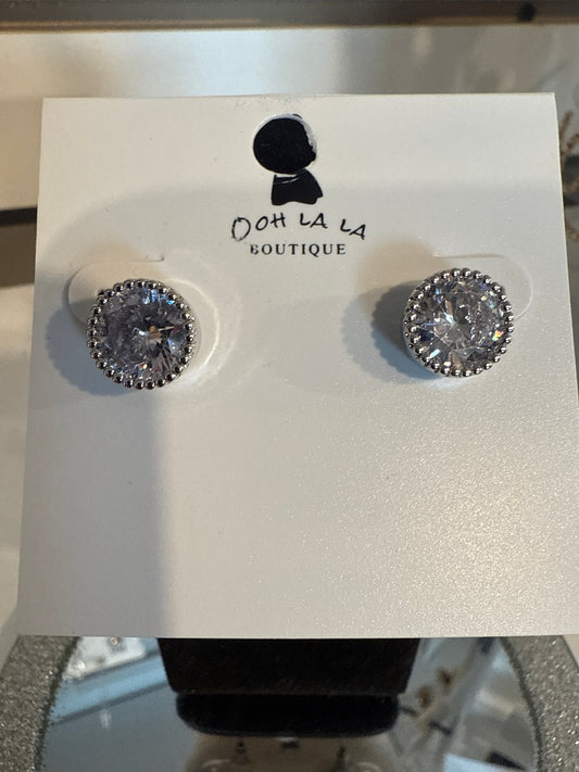 CZ Lrg Circl Silv Studs