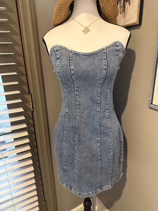Denim Strapless Dress