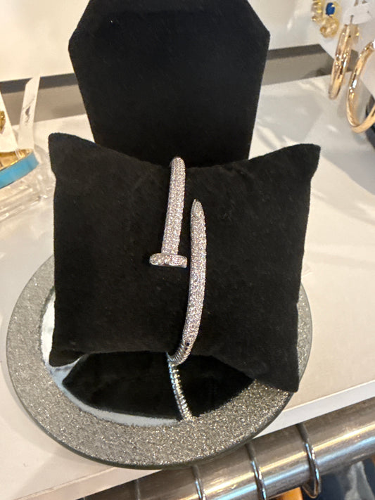Silver Hinged Nail Bangle