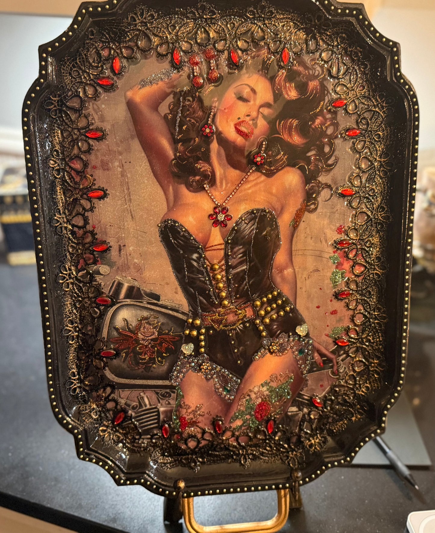 One of a Kind Handmade Decorative Resin Tray-3189