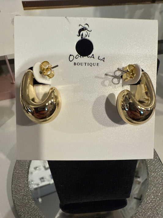 Gold Dipped Tear Huggie Earrings