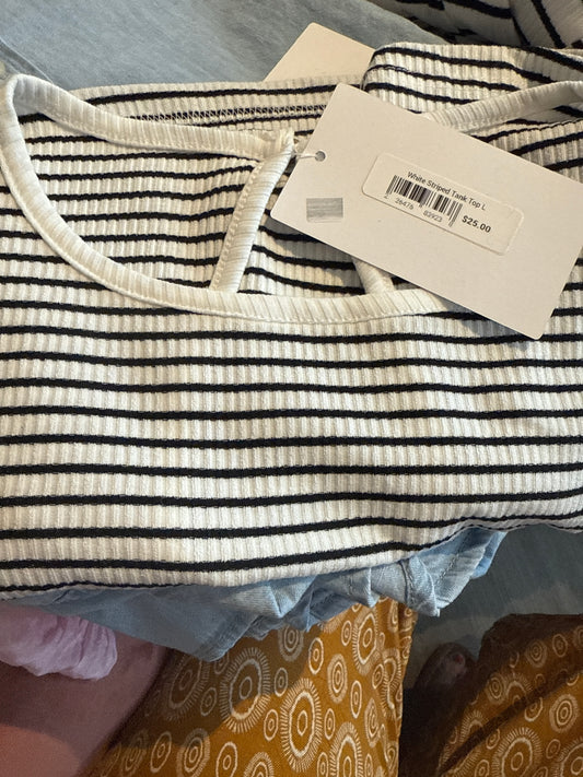 White Striped Tank Top L