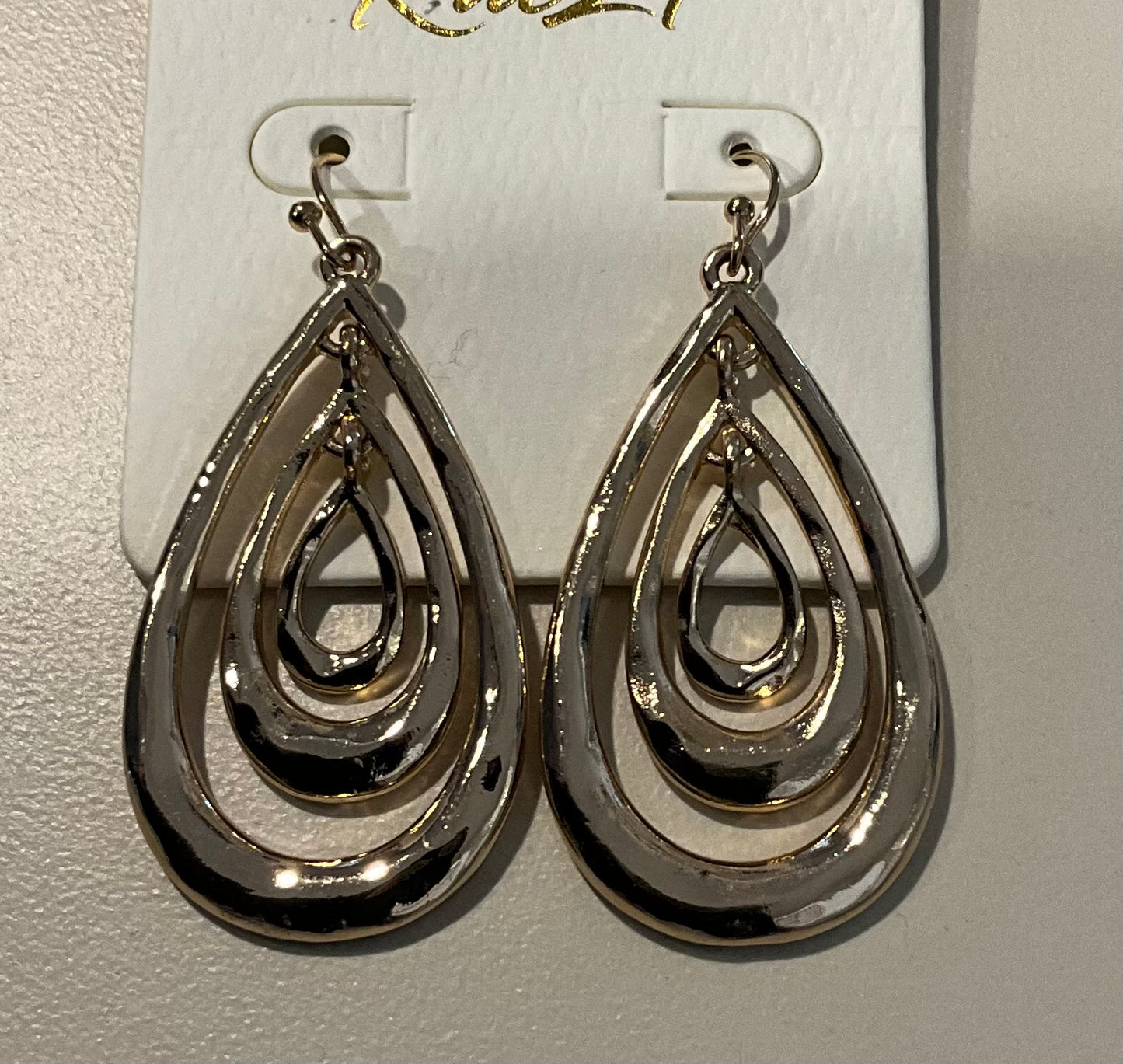 Gold Hammered Teardrop Earrings