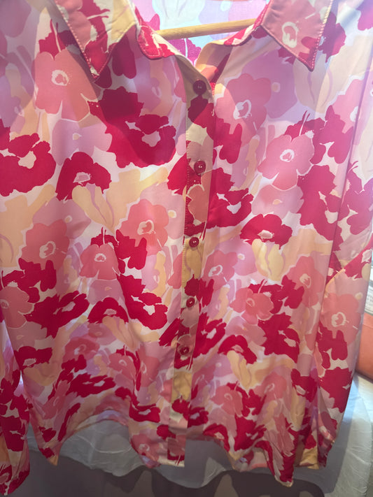 Pink Floral Long Sleeve -XL