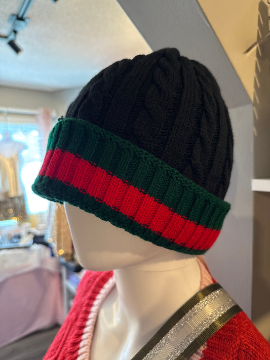 Blk GRN/RED Stripe  Beanie