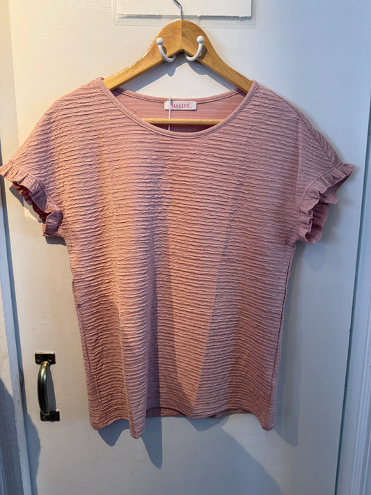 Textured Ruffled Sleeve Blouse