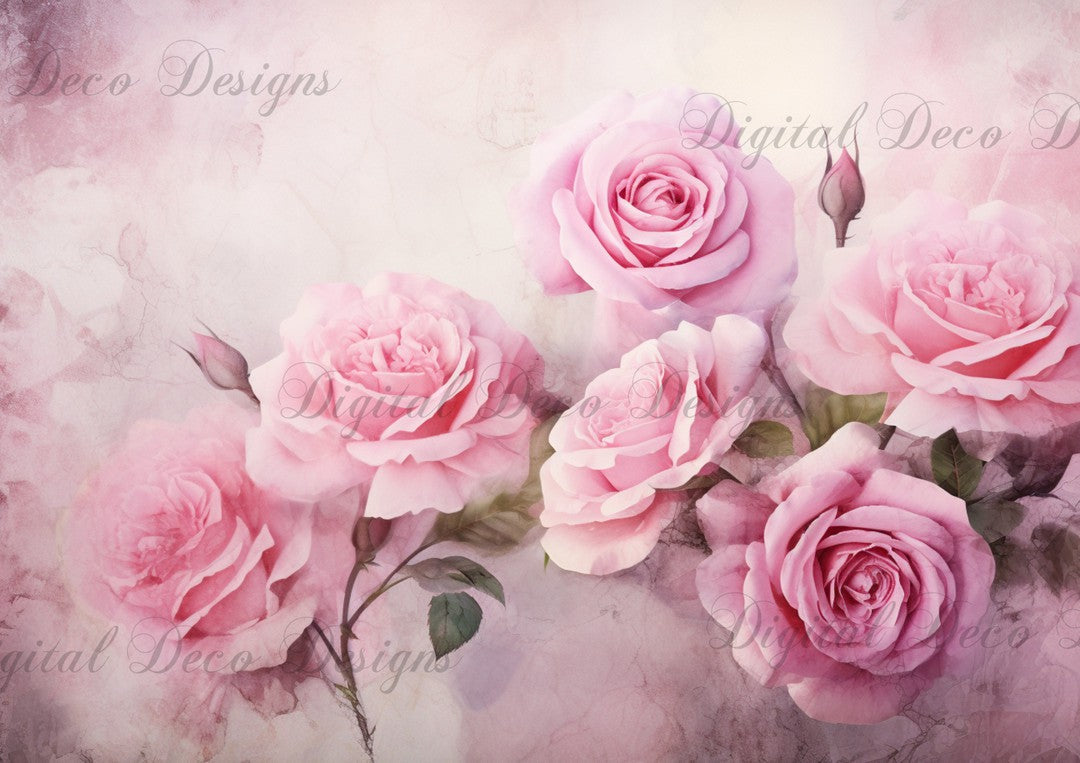Pink Roses Painting 5 Background (#D035)