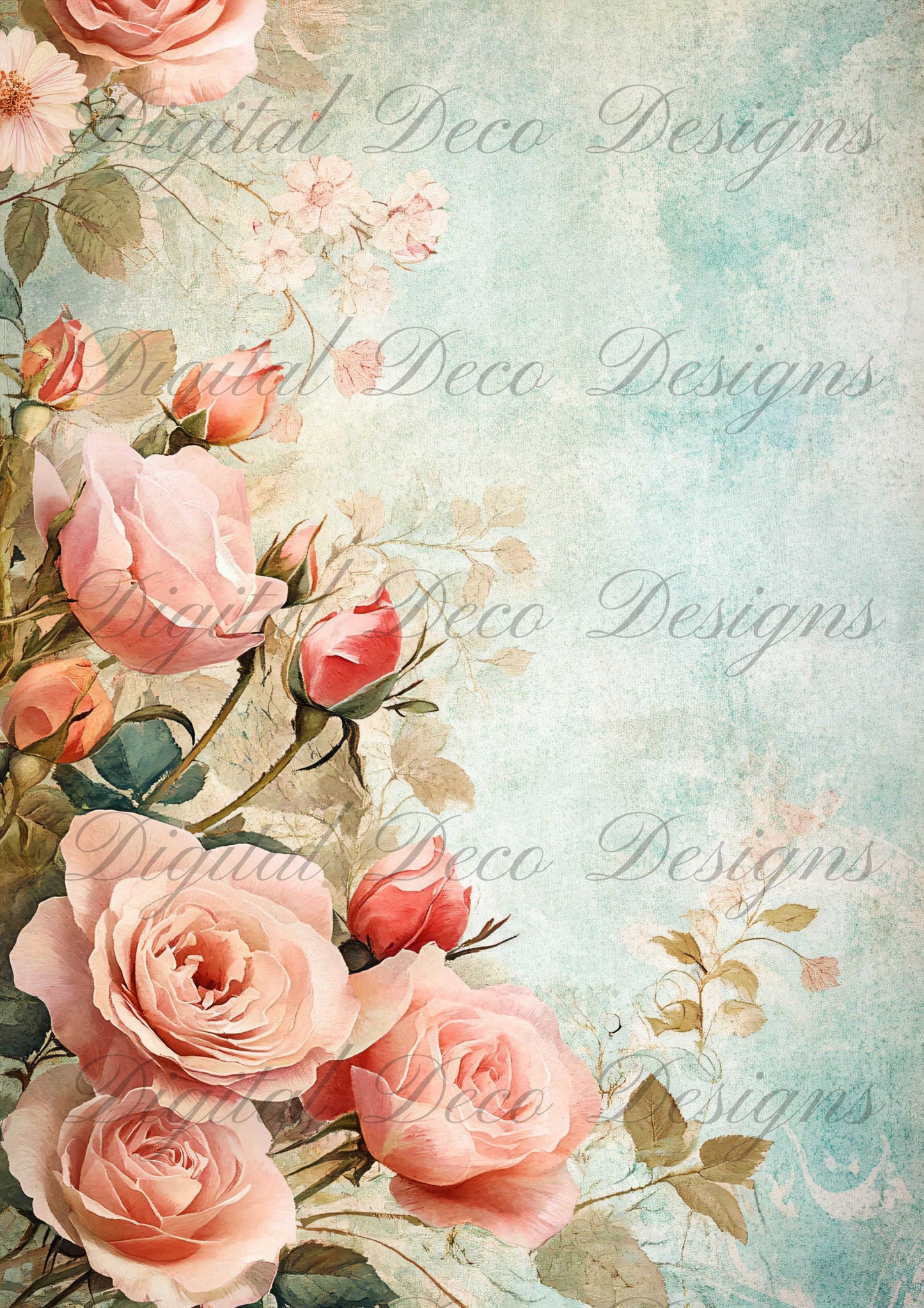 Dusty Blue Florals M036
