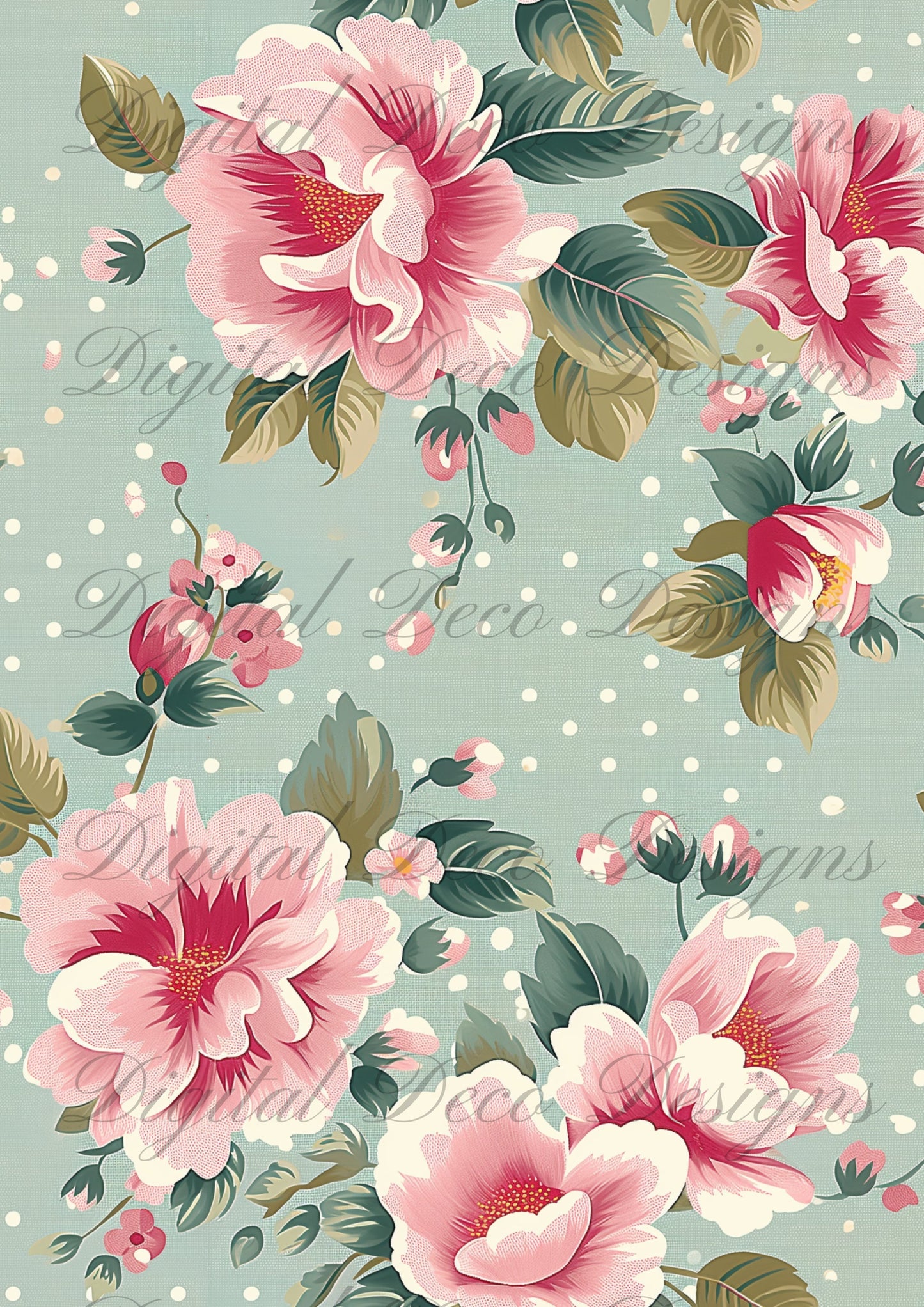 Pink Mint Florals M059