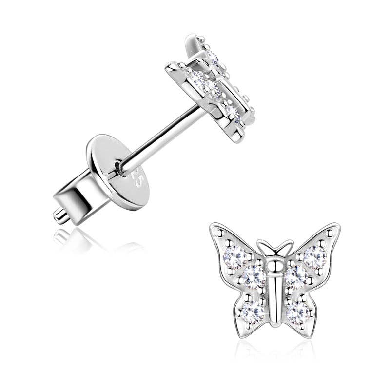 Moissanite Butterfly Stud Earrings in 925 Sterling Silver