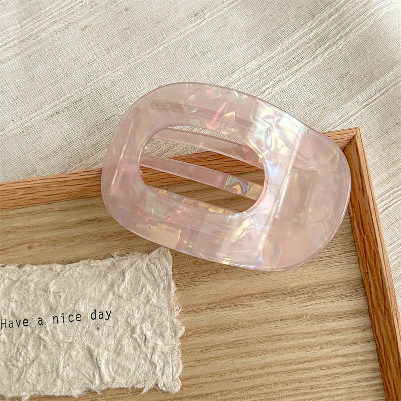 Iridescent Oval Flat Hair Claw Clip