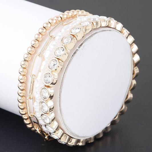 Triple Rhinestone Beaded Bracelet