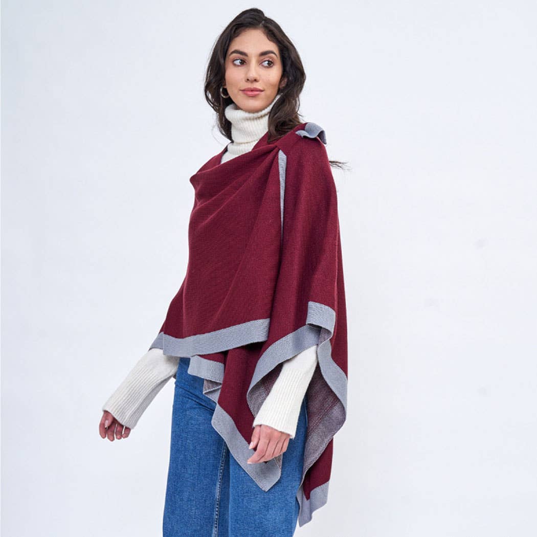 Two-Tone Bordered Ruana