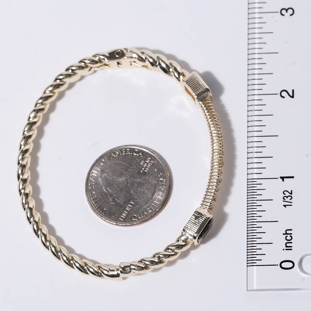 Gold Plated CZ Cable Bangle Bracelet