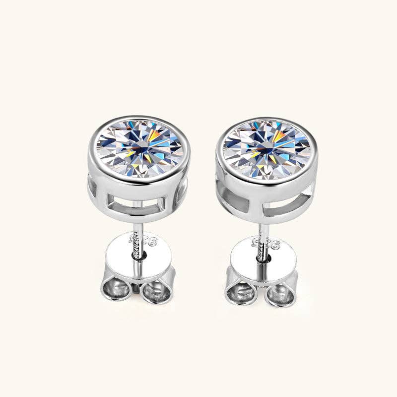 Moissanite Round Wedding Stud 925 Sterling Silver