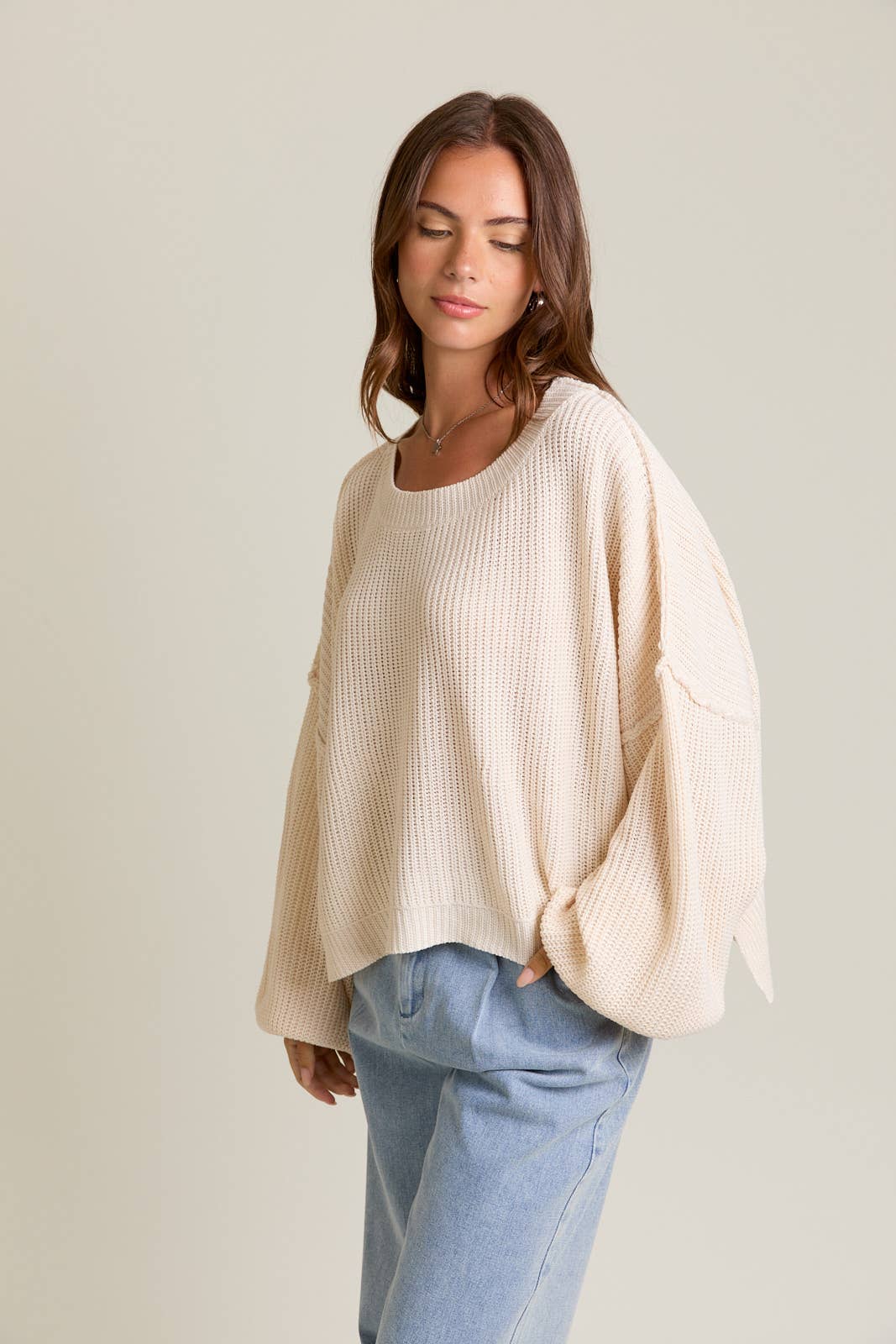 PULLOVER SWEATER WITH MOCK NECKLINE