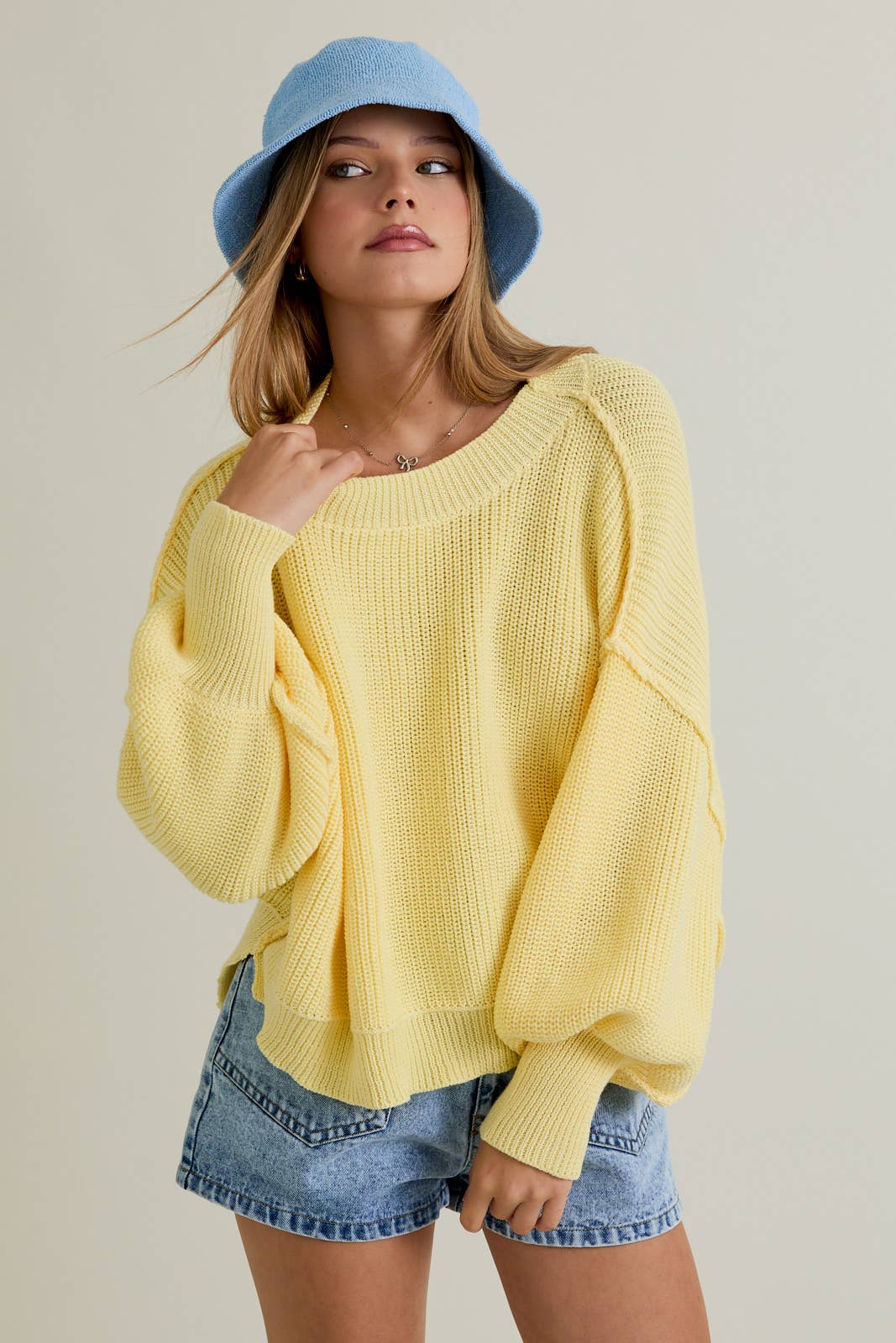 PULLOVER SWEATER WITH MOCK NECKLINE