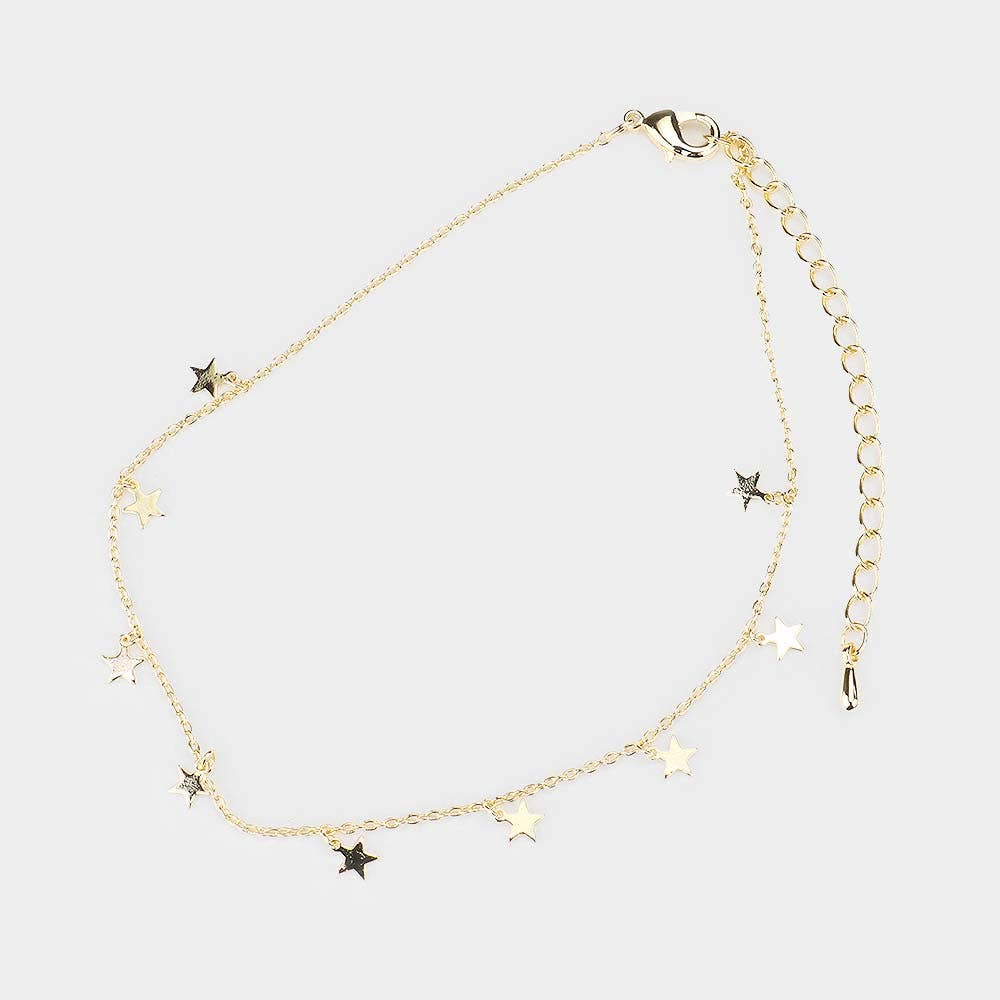 Gold Dipped Metal Star Station Anklet