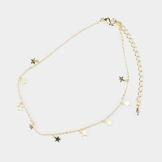 Gold Dipped Metal Star Station Anklet