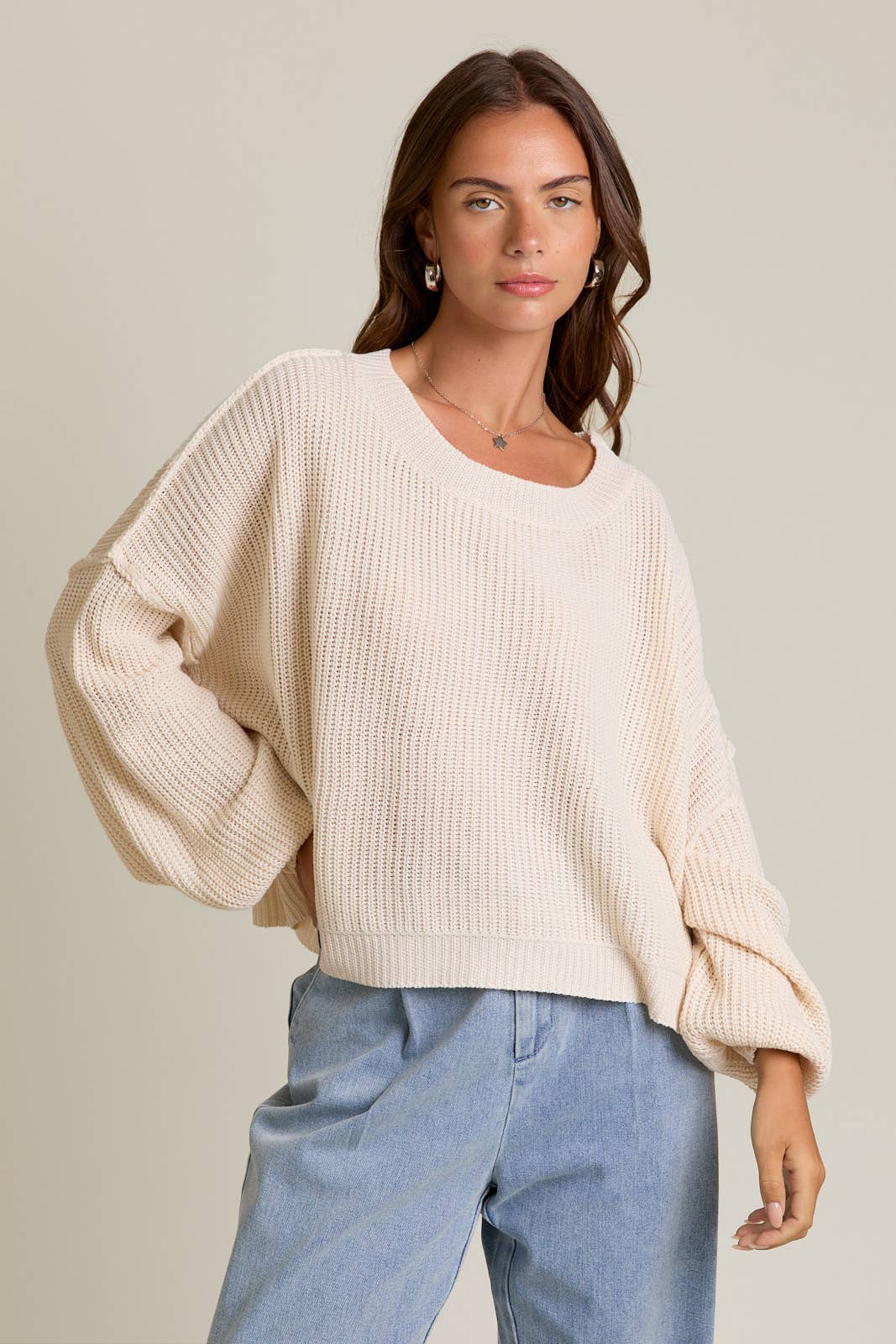 PULLOVER SWEATER WITH MOCK NECKLINE