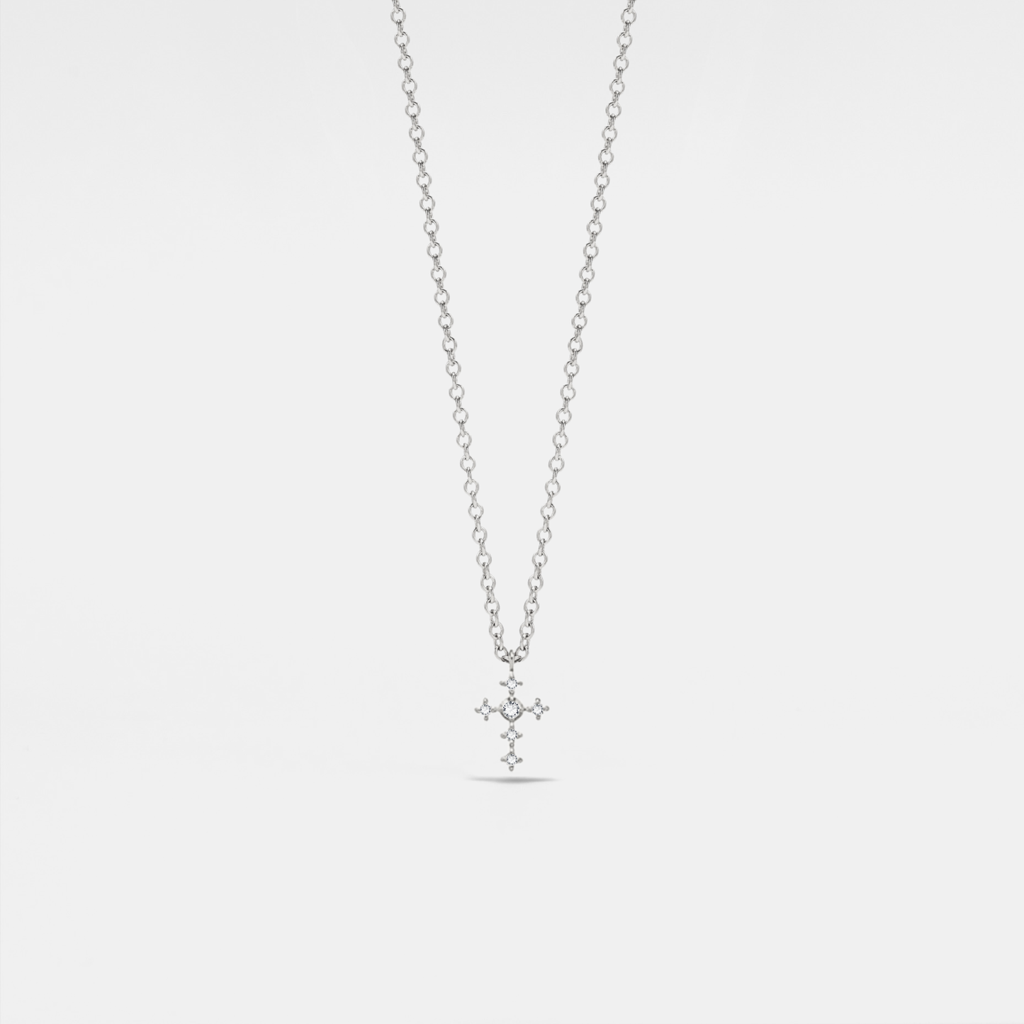 Tiny Small Gold Cross Charm Necklace in 925 Sterling Silver