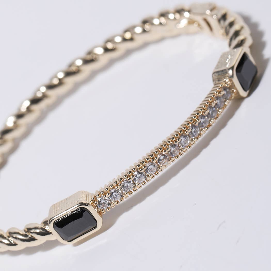 Gold Plated CZ Cable Bangle Bracelet