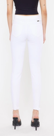 HIGH RISE ANKLE SKINNY WHITE JEANS