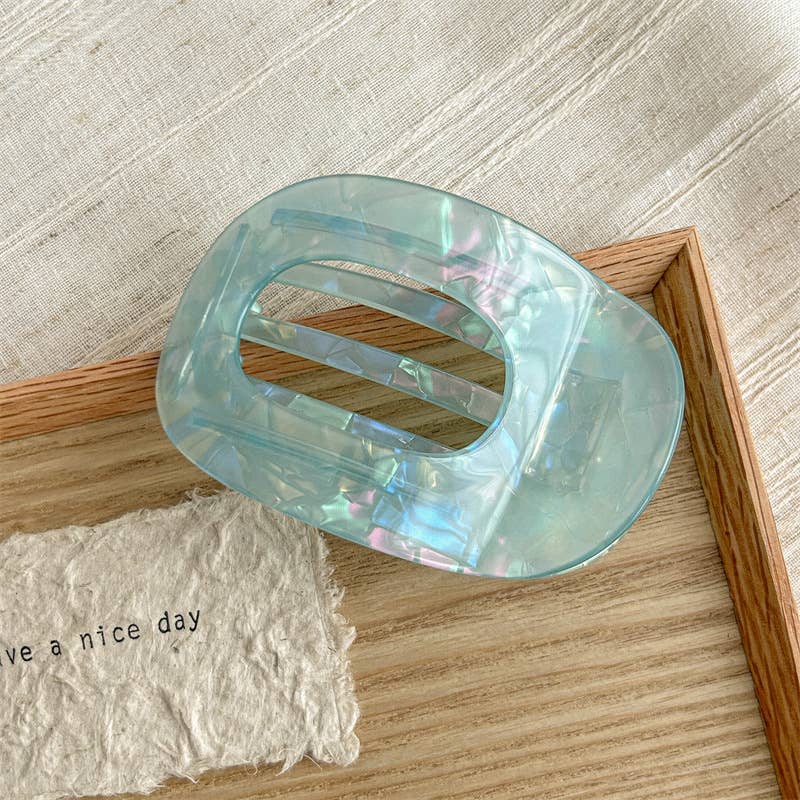 Iridescent Oval Flat Hair Claw Clip