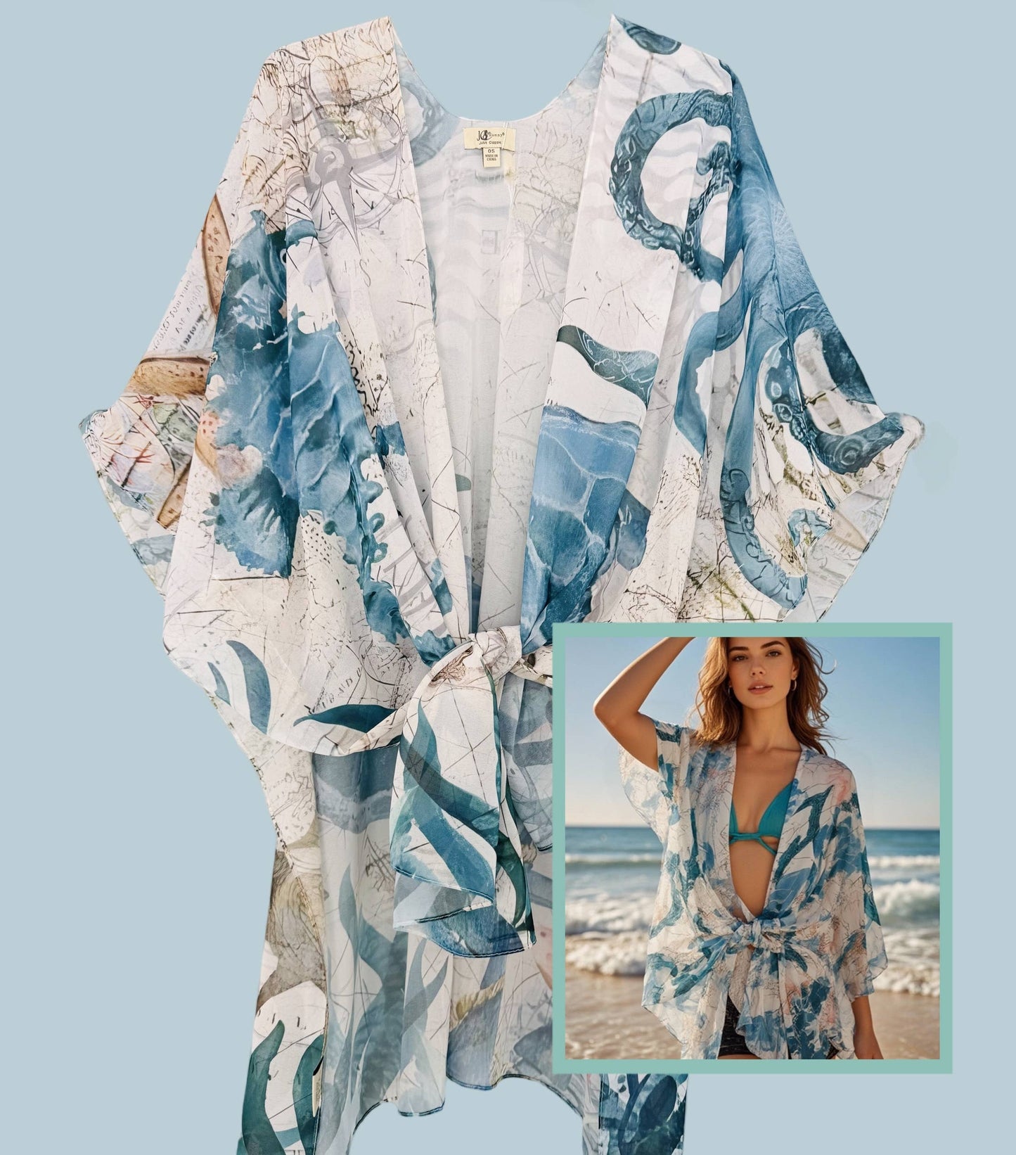 Ocean Spirit Kimono – Sea Turtle, Seahorse & Octopus