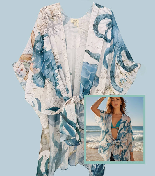 Ocean Spirit Kimono – Sea Turtle, Seahorse & Octopus